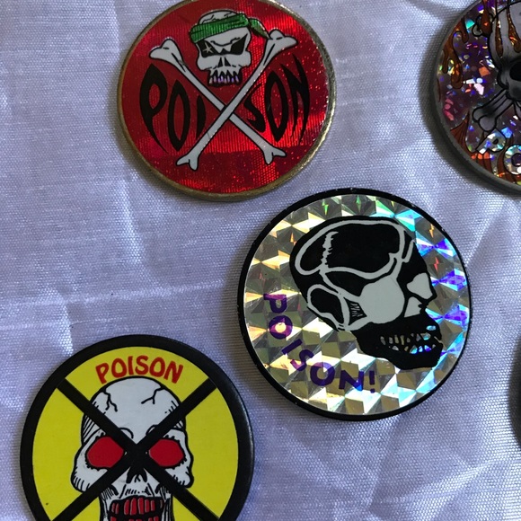 Rare Vintage Holographic Metal Pog Slammers set of five 1990s - Picture 3 of 4